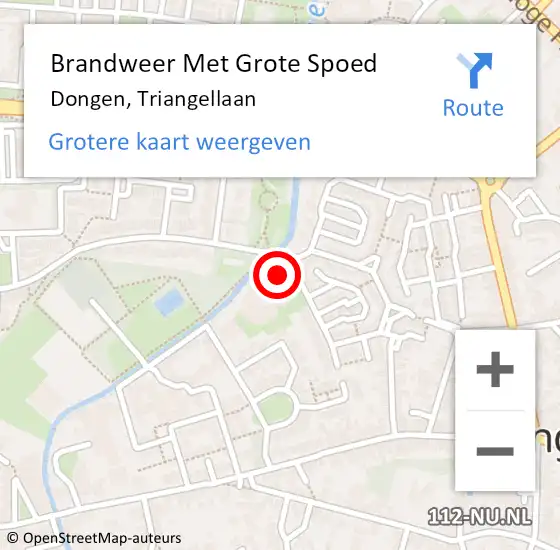 Locatie op kaart van de 112 melding: Brandweer Met Grote Spoed Naar Dongen, Triangellaan op 26 november 2014 13:47