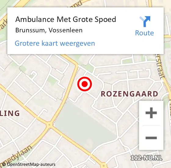 Locatie op kaart van de 112 melding: Ambulance Met Grote Spoed Naar Brunssum, Vossenleen op 26 november 2014 14:22