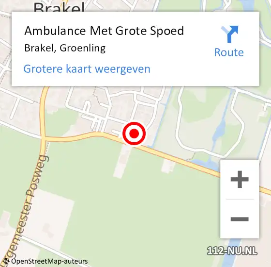 Locatie op kaart van de 112 melding: Ambulance Met Grote Spoed Naar Brakel, Groenling op 26 november 2014 14:59