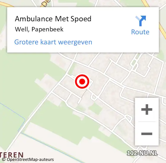 Locatie op kaart van de 112 melding: Ambulance Met Spoed Naar Well, Papenbeek op 26 november 2014 15:35