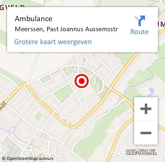 Locatie op kaart van de 112 melding: Ambulance Meerssen, Past Joannus Aussemsstr op 26 november 2014 16:01