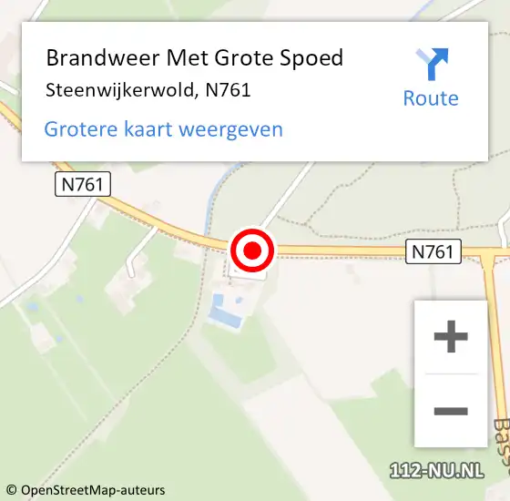 Locatie op kaart van de 112 melding: Brandweer Met Grote Spoed Naar Steenwijkerwold, N761 op 26 november 2014 17:11