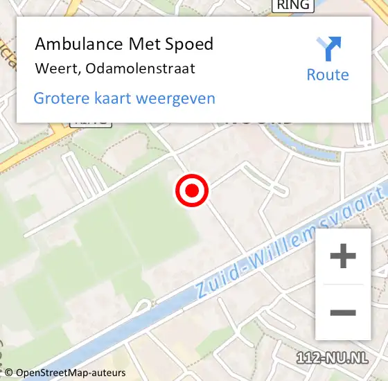 Locatie op kaart van de 112 melding: Ambulance Met Spoed Naar Weert, Odamolenstraat op 26 november 2014 17:12