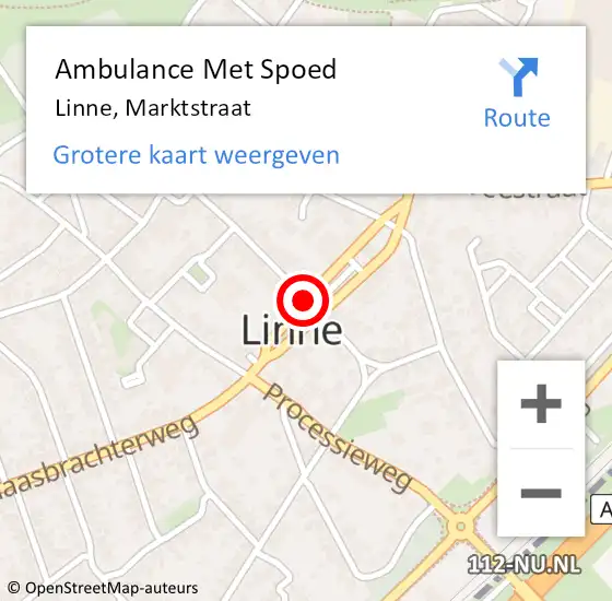 Locatie op kaart van de 112 melding: Ambulance Met Spoed Naar Linne, Marktstraat op 26 november 2014 17:25