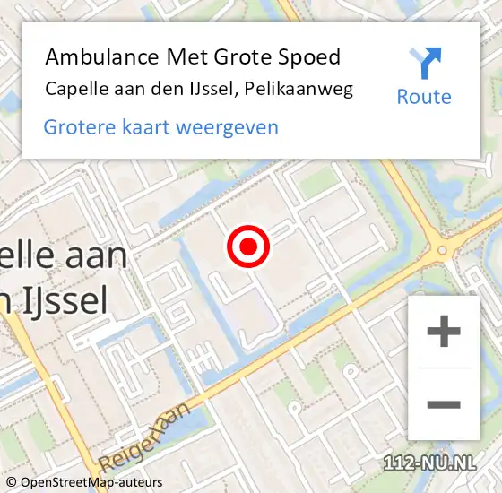 Locatie op kaart van de 112 melding: Ambulance Met Grote Spoed Naar Capelle aan den IJssel, Pelikaanweg op 26 november 2014 17:58