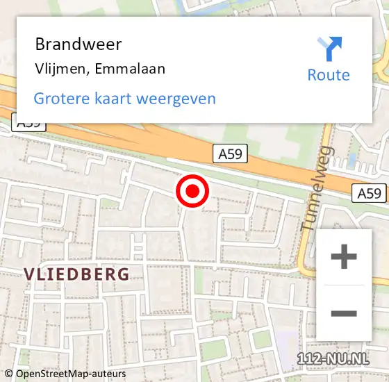 Locatie op kaart van de 112 melding: Brandweer Vlijmen, Emmalaan op 26 november 2014 18:49