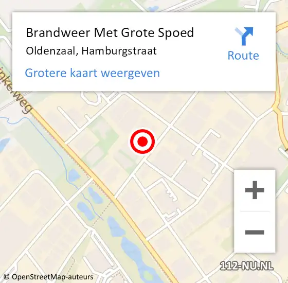 Locatie op kaart van de 112 melding: Brandweer Met Grote Spoed Naar Oldenzaal, Hamburgstraat op 26 november 2014 19:01