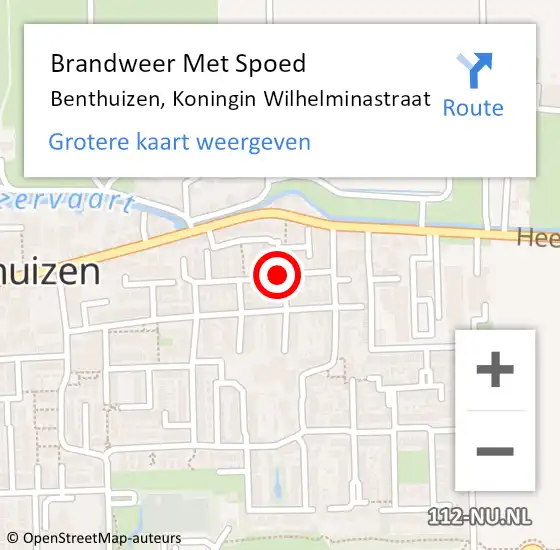 Locatie op kaart van de 112 melding: Brandweer Met Spoed Naar Benthuizen, Koningin Wilhelminastraat op 26 november 2014 19:07