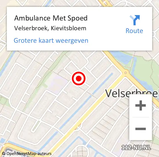 Locatie op kaart van de 112 melding: Ambulance Met Spoed Naar Velserbroek, Kievitsbloem op 26 november 2014 20:27