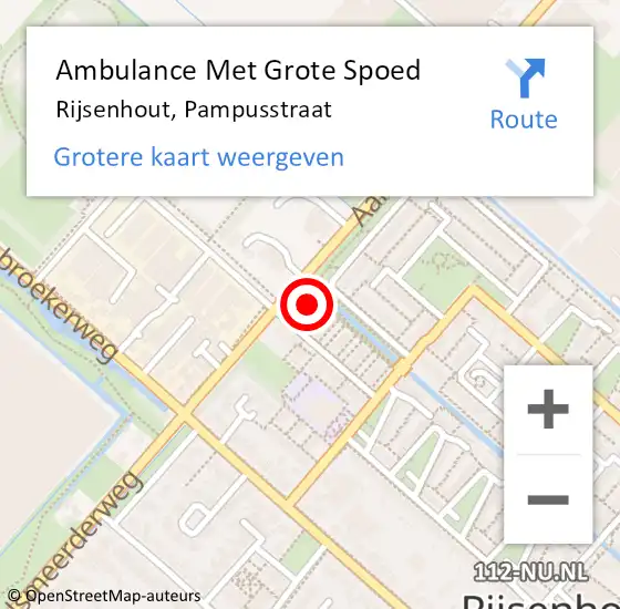 Locatie op kaart van de 112 melding: Ambulance Met Grote Spoed Naar Rijsenhout, Pampusstraat op 26 november 2014 20:46