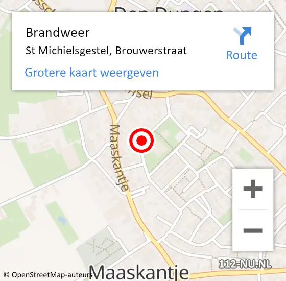 Locatie op kaart van de 112 melding: Brandweer St Michielsgestel, Brouwerstraat op 26 november 2014 21:07