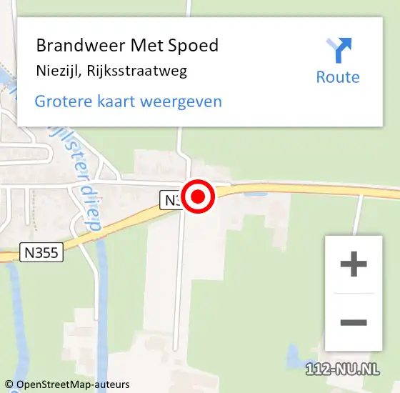 Locatie op kaart van de 112 melding: Brandweer Met Spoed Naar Niezijl, Rijksstraatweg op 26 november 2014 21:29