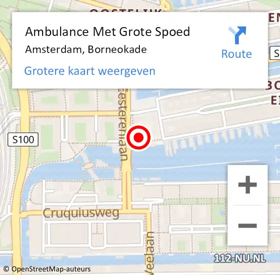 Locatie op kaart van de 112 melding: Ambulance Met Grote Spoed Naar Amsterdam, Borneokade op 26 november 2014 21:41
