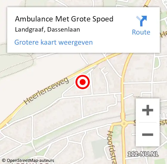 Locatie op kaart van de 112 melding: Ambulance Met Grote Spoed Naar Landgraaf, Dassenlaan op 26 november 2014 23:03