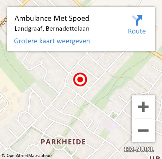 Locatie op kaart van de 112 melding: Ambulance Met Spoed Naar Landgraaf, Bernadettelaan op 26 november 2014 23:18