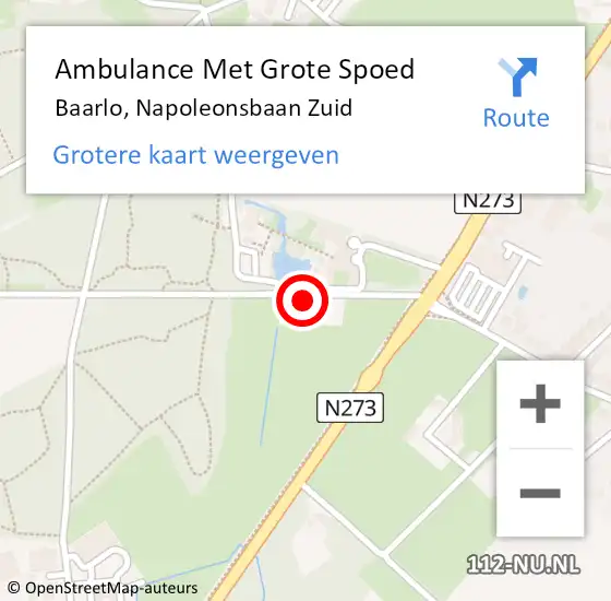 Locatie op kaart van de 112 melding: Ambulance Met Grote Spoed Naar Baarlo, Napoleonsbaan Zuid op 22 oktober 2013 12:08