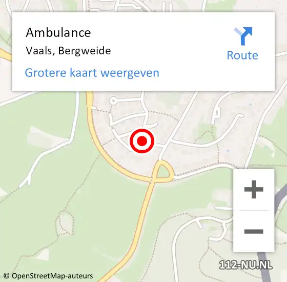 Locatie op kaart van de 112 melding: Ambulance Vaals, Bergweide op 26 november 2014 23:33