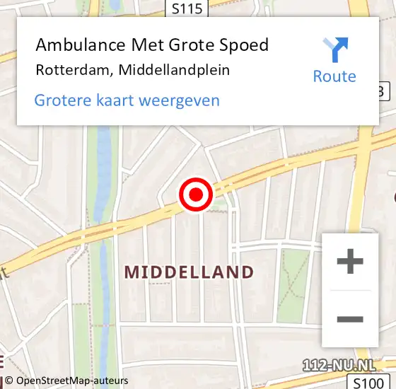 Locatie op kaart van de 112 melding: Ambulance Met Grote Spoed Naar Rotterdam, Middellandplein op 26 november 2014 23:43