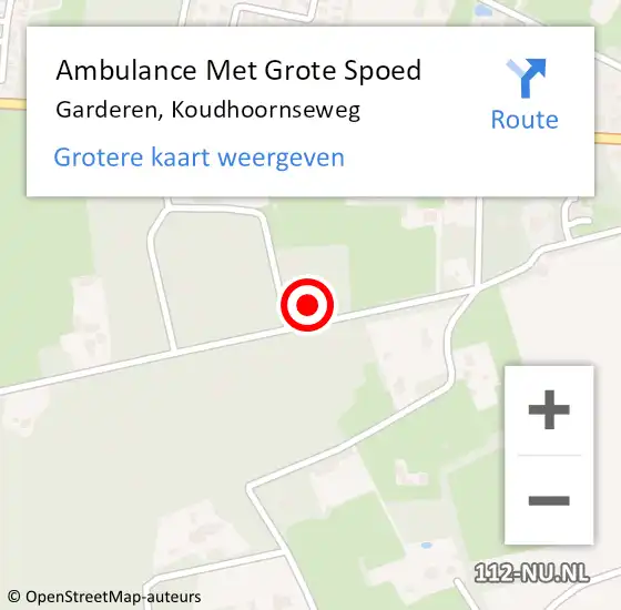 Locatie op kaart van de 112 melding: Ambulance Met Grote Spoed Naar Garderen, Koudhoornseweg op 26 november 2014 23:58