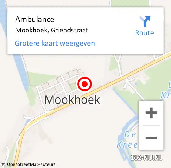 Locatie op kaart van de 112 melding: Ambulance Mookhoek, Griendstraat op 27 november 2014 00:27