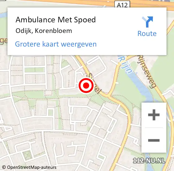 Locatie op kaart van de 112 melding: Ambulance Met Spoed Naar Odijk, Korenbloem op 27 november 2014 00:29