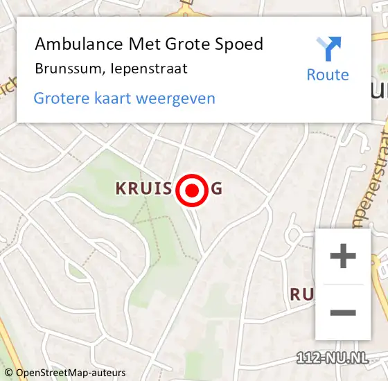 Locatie op kaart van de 112 melding: Ambulance Met Grote Spoed Naar Brunssum, Iepenstraat op 27 november 2014 02:49