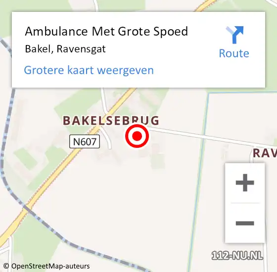 Locatie op kaart van de 112 melding: Ambulance Met Grote Spoed Naar Bakel, Ravensgat op 27 november 2014 03:32