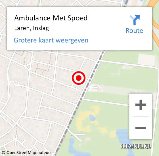 Locatie op kaart van de 112 melding: Ambulance Met Spoed Naar Laren, Inslag op 27 november 2014 04:23