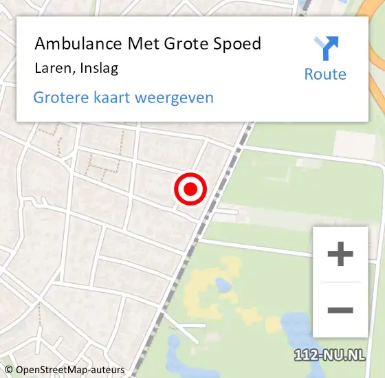 Locatie op kaart van de 112 melding: Ambulance Met Grote Spoed Naar Laren, Inslag op 27 november 2014 04:23