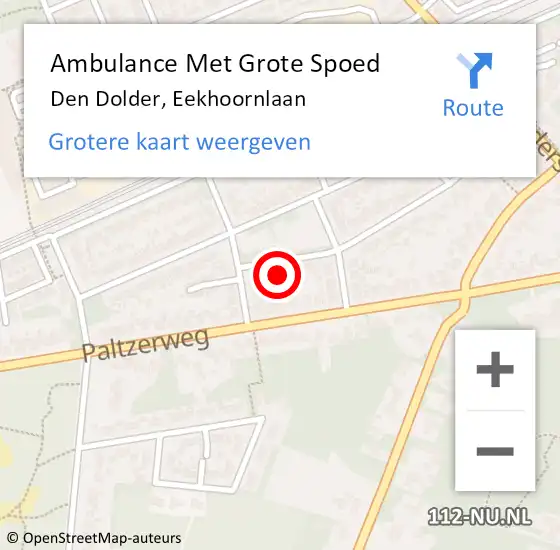 Locatie op kaart van de 112 melding: Ambulance Met Grote Spoed Naar Den Dolder, Eekhoornlaan op 27 november 2014 06:42