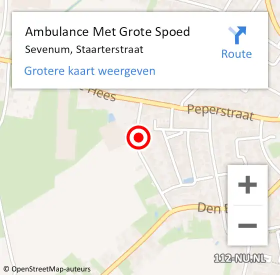 Locatie op kaart van de 112 melding: Ambulance Met Grote Spoed Naar Sevenum, Staarterstraat op 27 november 2014 06:58