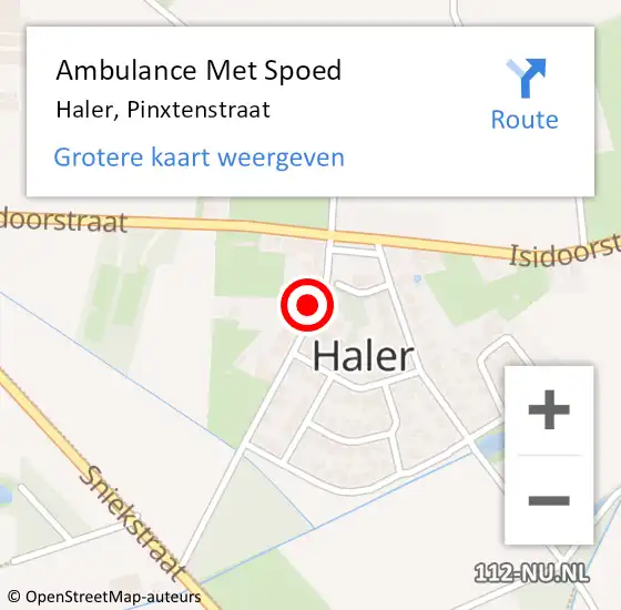 Locatie op kaart van de 112 melding: Ambulance Met Spoed Naar Haler, Pinxtenstraat op 27 november 2014 07:03