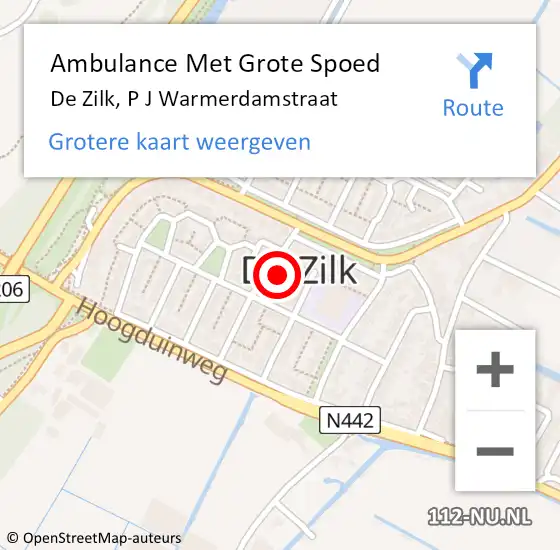 Locatie op kaart van de 112 melding: Ambulance Met Grote Spoed Naar De Zilk, P J Warmerdamstraat op 27 november 2014 07:12