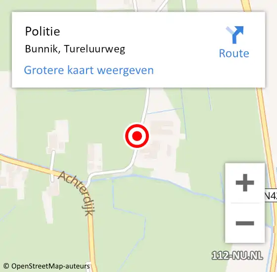 Locatie op kaart van de 112 melding: Politie Bunnik, Tureluurweg op 27 november 2014 07:22