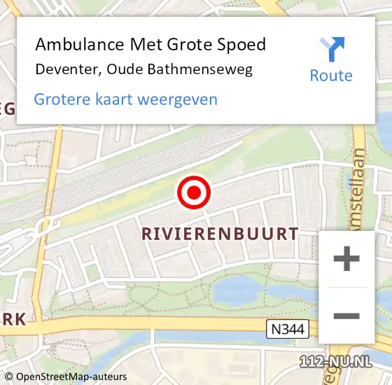 Locatie op kaart van de 112 melding: Ambulance Met Grote Spoed Naar Deventer, Oude Bathmenseweg op 27 november 2014 07:36