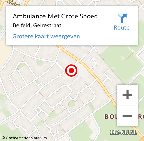 Locatie op kaart van de 112 melding: Ambulance Met Grote Spoed Naar Belfeld, Gelrestraat op 27 november 2014 08:06