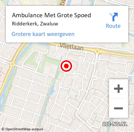 Locatie op kaart van de 112 melding: Ambulance Met Grote Spoed Naar Ridderkerk, Zwaluw op 27 november 2014 08:15