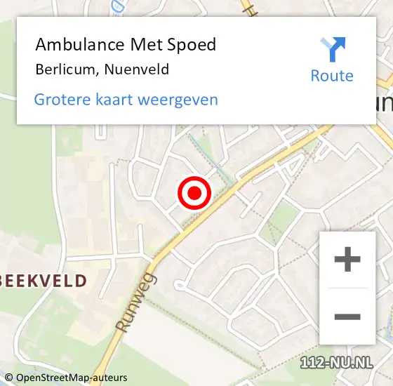 Locatie op kaart van de 112 melding: Ambulance Met Spoed Naar Berlicum, Nuenveld op 27 november 2014 08:47