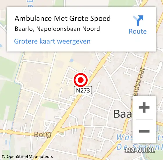 Locatie op kaart van de 112 melding: Ambulance Met Grote Spoed Naar Baarlo, Napoleonsbaan Noord op 22 oktober 2013 12:37