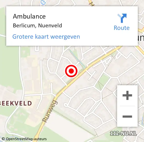 Locatie op kaart van de 112 melding: Ambulance Berlicum, Nuenveld op 27 november 2014 09:38