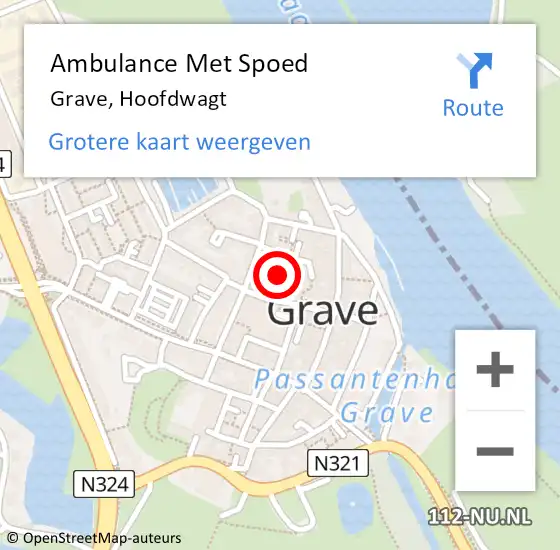 Locatie op kaart van de 112 melding: Ambulance Met Spoed Naar Grave, Hoofdwagt op 27 november 2014 09:56