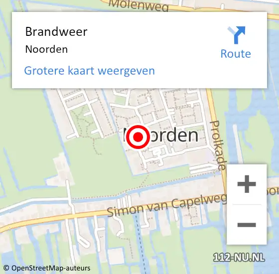 Locatie op kaart van de 112 melding: Brandweer Noorden op 27 november 2014 10:40