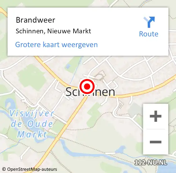 Locatie op kaart van de 112 melding: Brandweer Schinnen, Nieuwe Markt op 27 november 2014 10:50