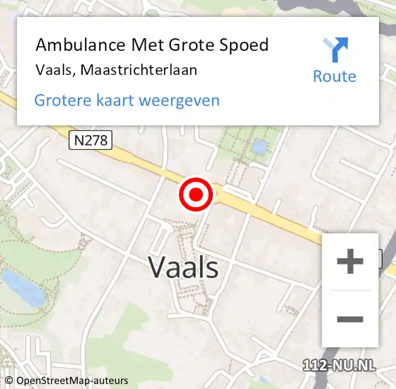 Locatie op kaart van de 112 melding: Ambulance Met Grote Spoed Naar Vaals, Maastrichterlaan op 27 november 2014 11:25