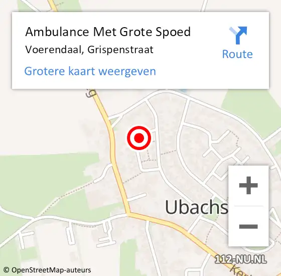 Locatie op kaart van de 112 melding: Ambulance Met Grote Spoed Naar Voerendaal, Grispenstraat op 27 november 2014 11:26