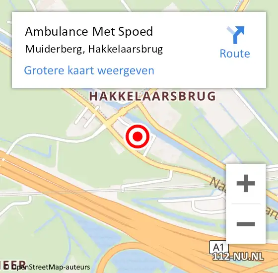 Locatie op kaart van de 112 melding: Ambulance Met Spoed Naar Muiderberg, Hakkelaarsbrug op 27 november 2014 11:35