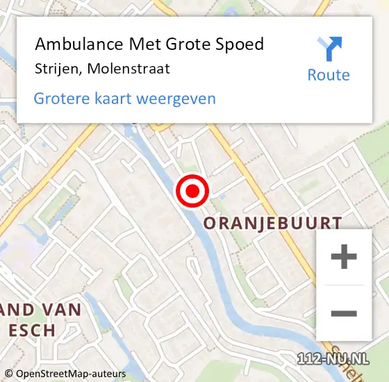 Locatie op kaart van de 112 melding: Ambulance Met Grote Spoed Naar Strijen, Molenstraat op 27 november 2014 11:37