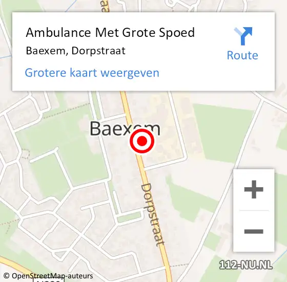 Locatie op kaart van de 112 melding: Ambulance Met Grote Spoed Naar Baexem, Dorpstraat op 27 november 2014 11:38