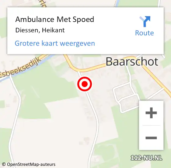 Locatie op kaart van de 112 melding: Ambulance Met Spoed Naar Diessen, Heikant op 27 november 2014 11:47