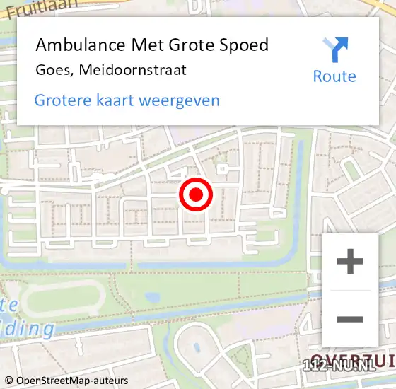 Locatie op kaart van de 112 melding: Ambulance Met Grote Spoed Naar Goes, Meidoornstraat op 27 november 2014 11:49